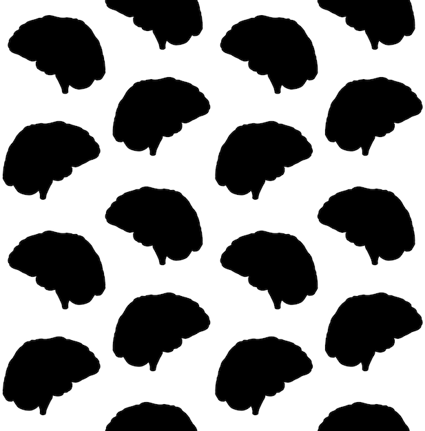 Vector seamless pattern of brain silhouette