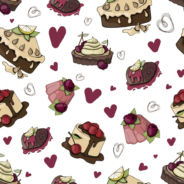 Vector seamless pattern of cakes