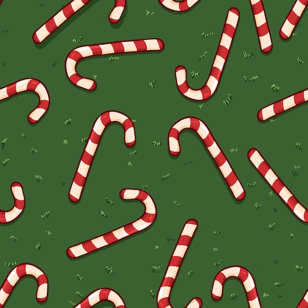 Vector Seamless Pattern of Cartoon Candy Canes