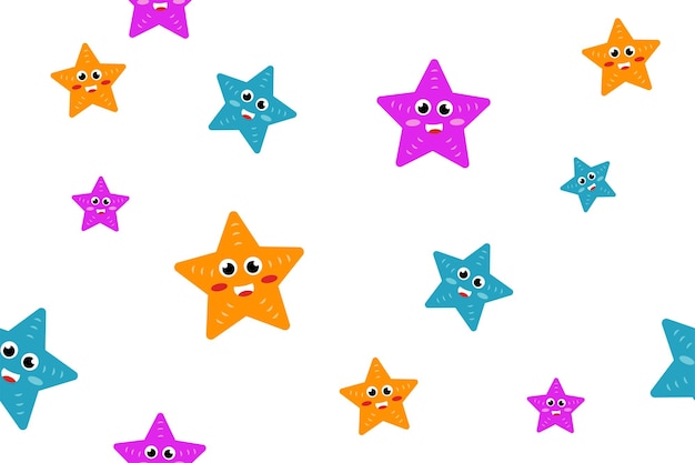 Vector seamless pattern cartoon drawing of a starfish concept design illustration