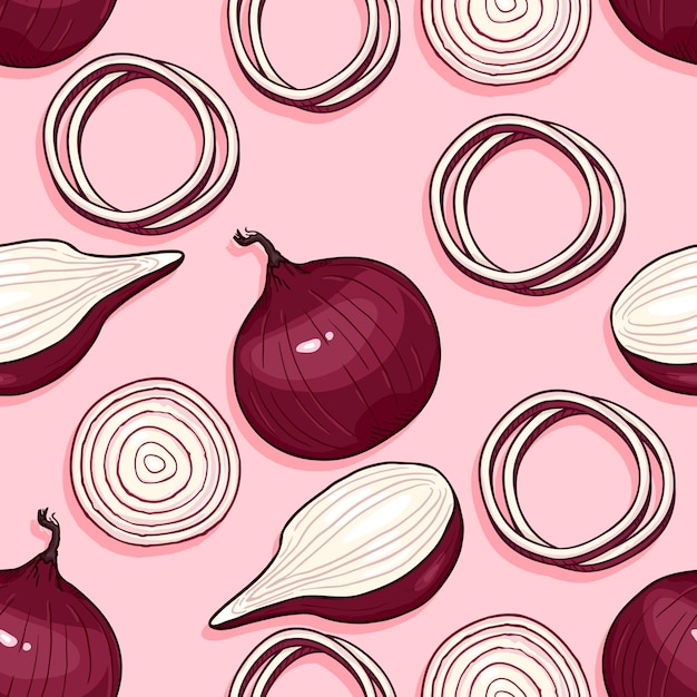 Vector Seamless Pattern of Cartoon Onion