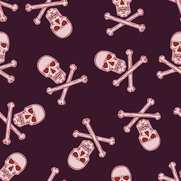 Vector Seamless Pattern Cartoon Pirate Skulls