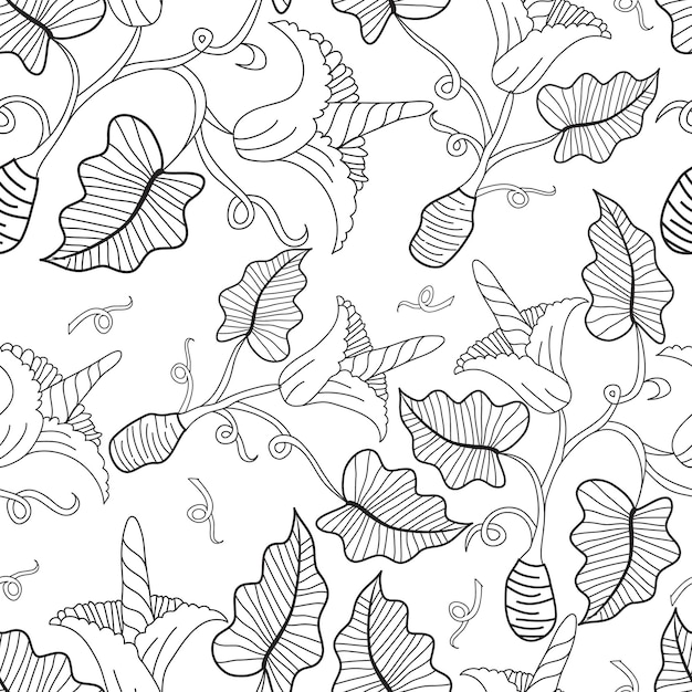 Vector Seamless Pattern Colocasia esculenta Tropical plant