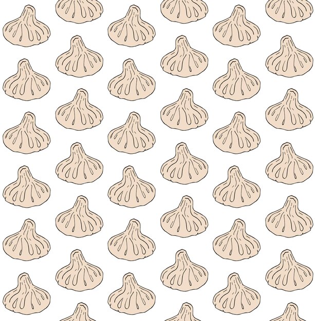 Vector vector seamless pattern of colored khinkali