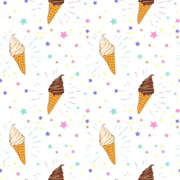 Vector seamless pattern of colorful ice creams