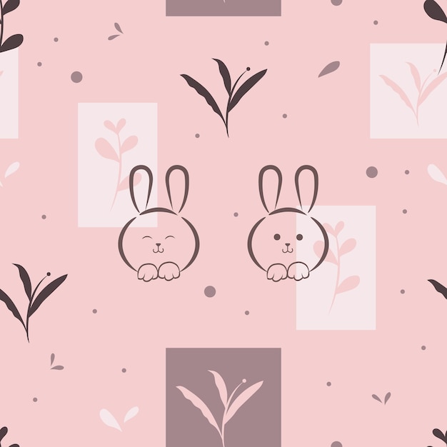 Vector seamless pattern cute bunny rabbit design for scrapbooking background