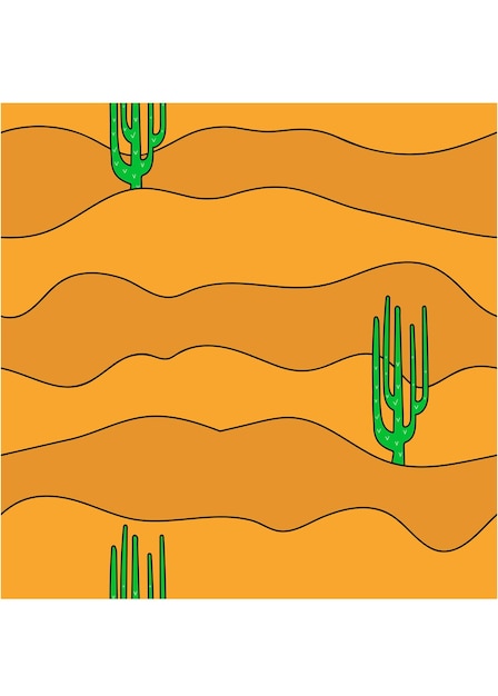 Vector seamless pattern Desert with cacti Sand