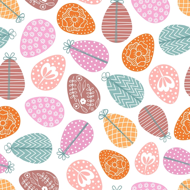 Vector vector seamless pattern of eggs. bright eggs on white background. easter print