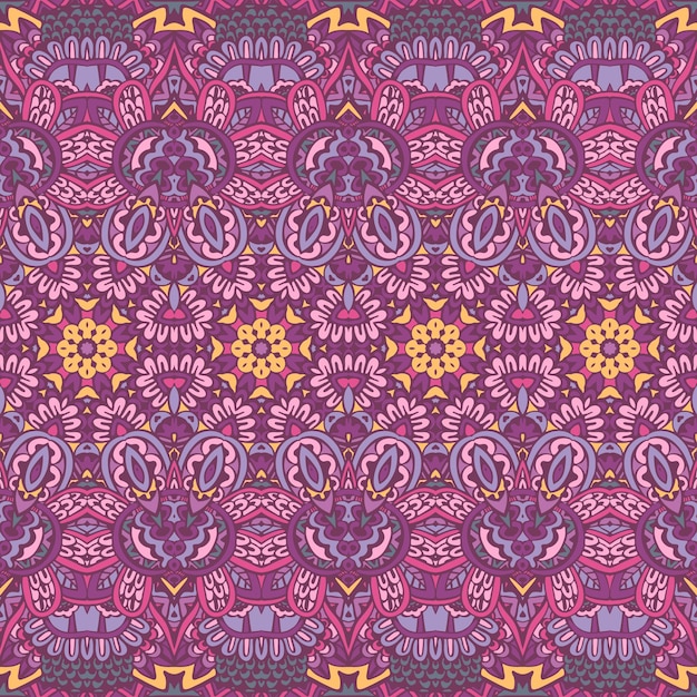 Vector seamless pattern ethnic tribal geometric psychedelic colorful print