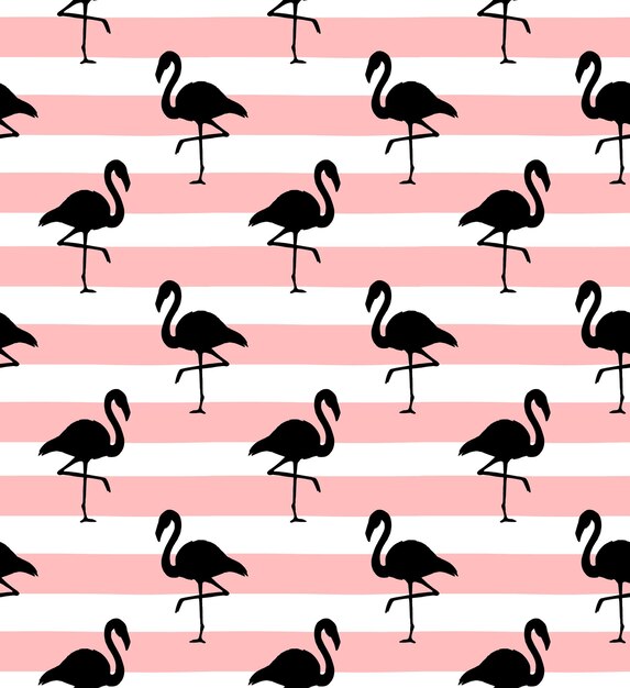 Vector vector seamless pattern of flamingo silhouette