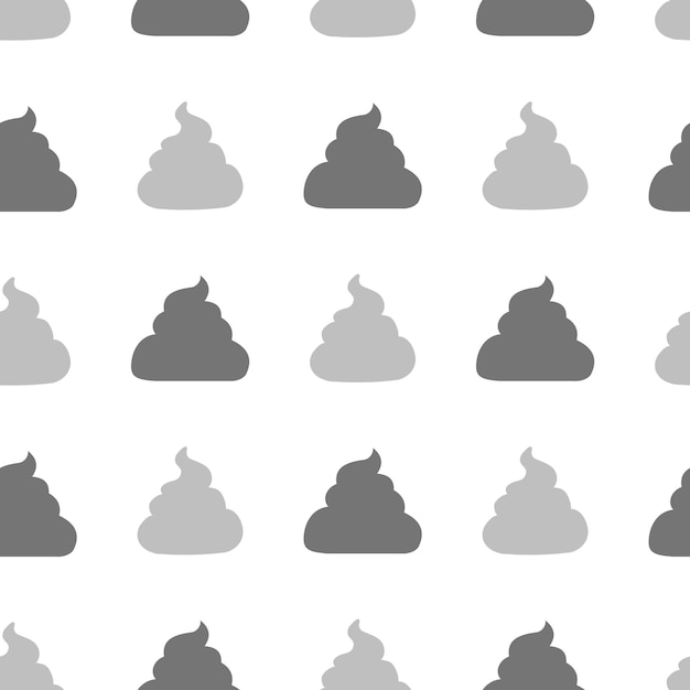 Vector Seamless Pattern of Flat Gray Shit Icons on White Background