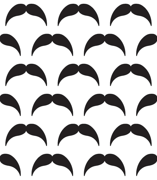 Vector seamless pattern of flat mustache