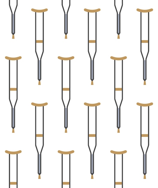 Vector seamless pattern of flat pair of crutch