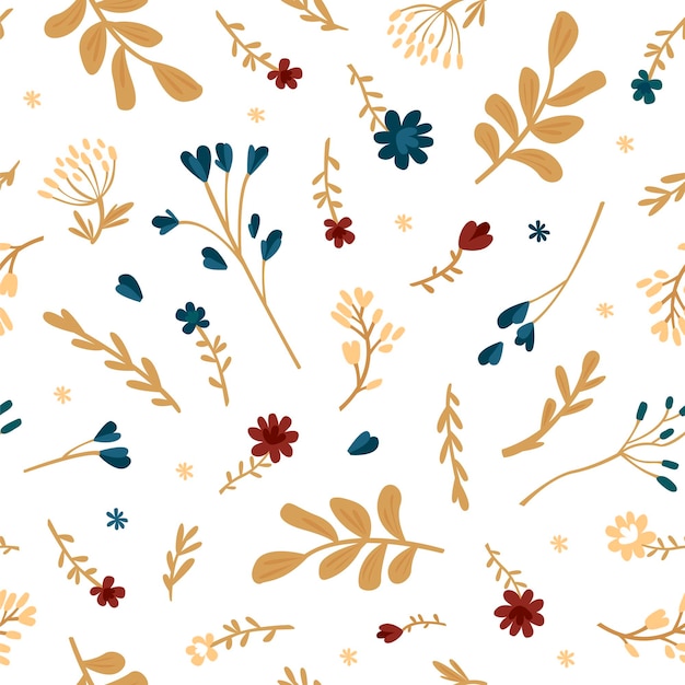 Vector seamless pattern of flowers and leaves Simple modern illustration for trendy fabrics wallpapers wrapping paper linens