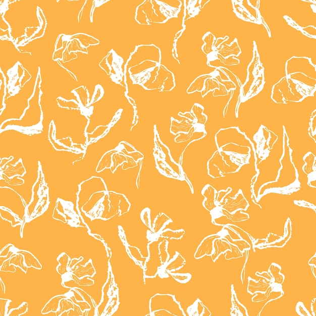 Vector vector seamless pattern flowers with leaves botanical illustration for wallpaper textile fabric clothing paper postcards