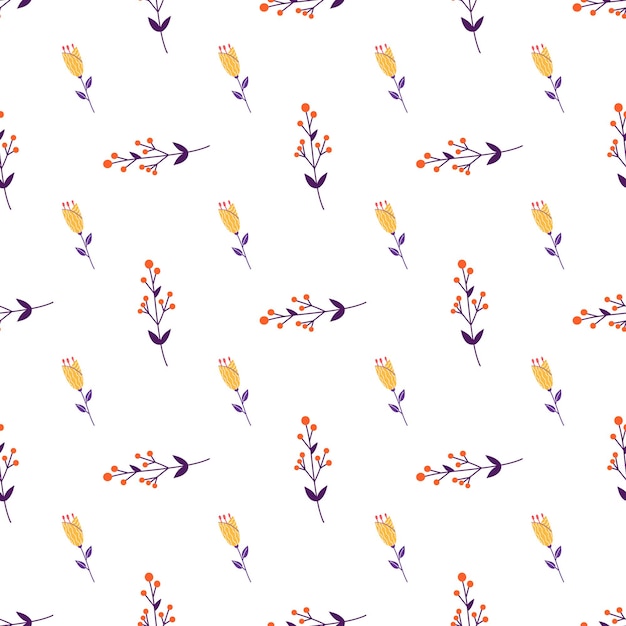 Vector seamless pattern in folk style with cute flowers Folklore vector graphics