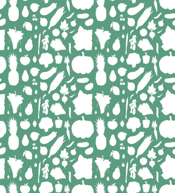 Vector seamless pattern of fruit and vegetable