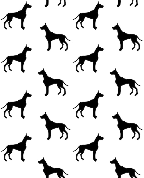 Vector seamless pattern of great dane dog