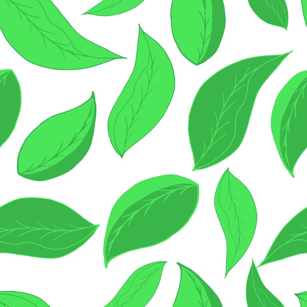 Vector seamless pattern green leaves Fresh greens spring summer For fabrics textiles wallpapers packaging backgrounds invitations web pages and advertisements