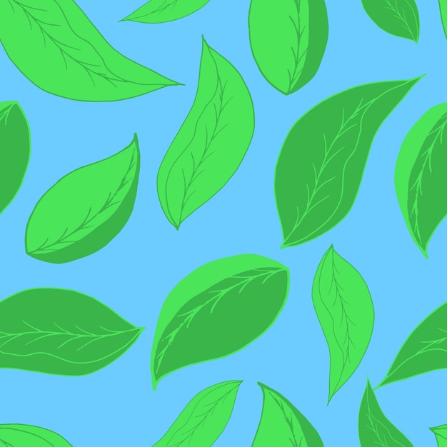 Vector seamless pattern green leaves Fresh greens spring summer For fabrics textiles wallpapers packaging backgrounds invitations web pages and advertisements