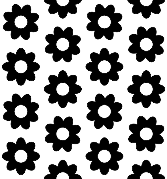 Vector seamless pattern of groovy colored flowers