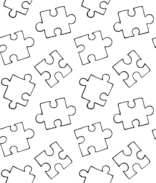 Vector seamless pattern of hand draw puzzle pieces