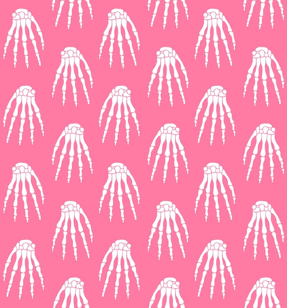 Vector seamless pattern of hand draw skeleton hand