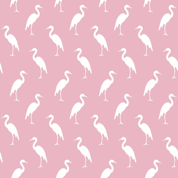 Vector seamless pattern of hand drawn heron