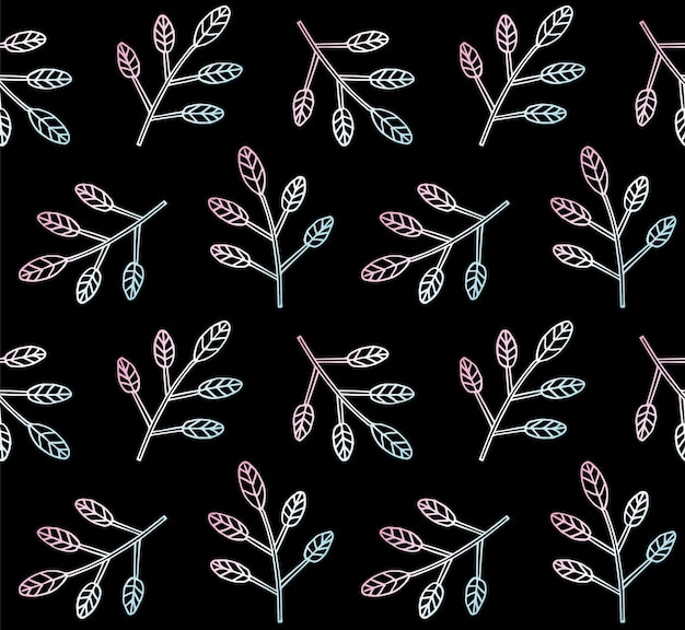 Vector seamless pattern of hand drawn leaves