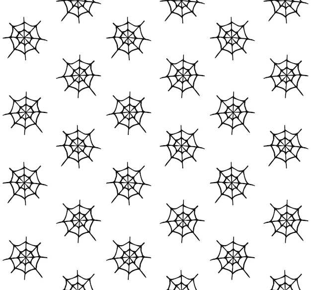 Vector seamless pattern of hand drawn spider web