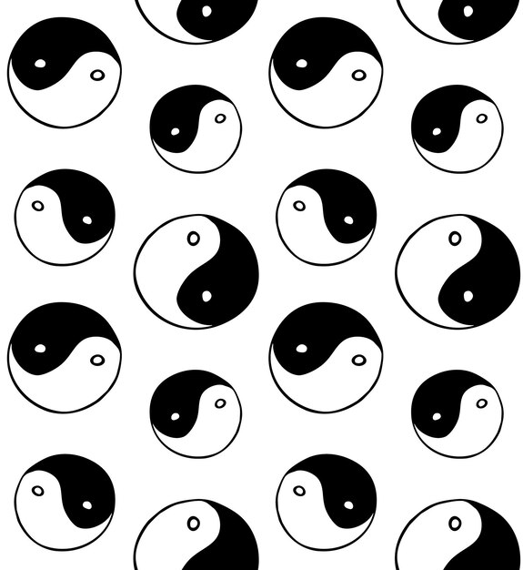 Vector vector seamless pattern of hand drawn yin yang