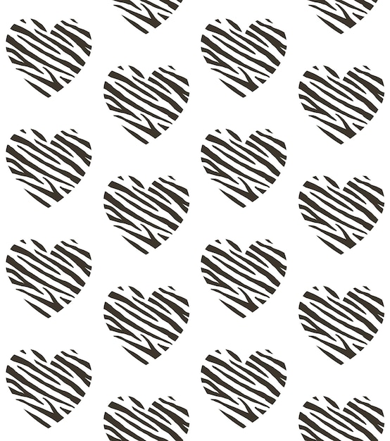 Vector seamless pattern of heart with zebra print