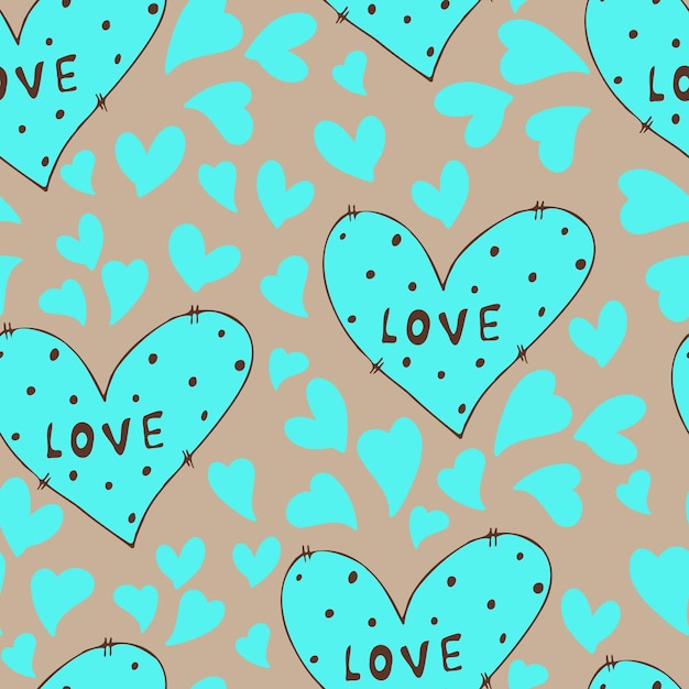 Vector seamless pattern of hearts with Valentine's Day 14 February Background for invitations wallpaper wrapping paper and scrapbooking