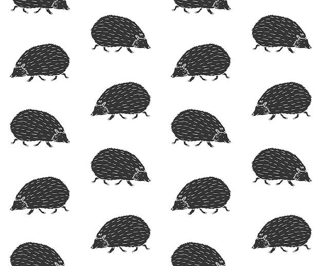 Vector seamless pattern of hedgehog