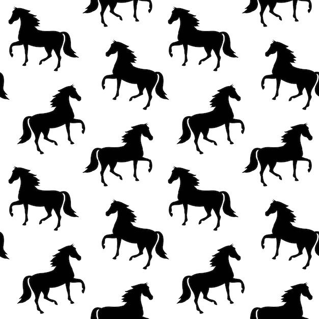 Vector seamless pattern of horse silhouette