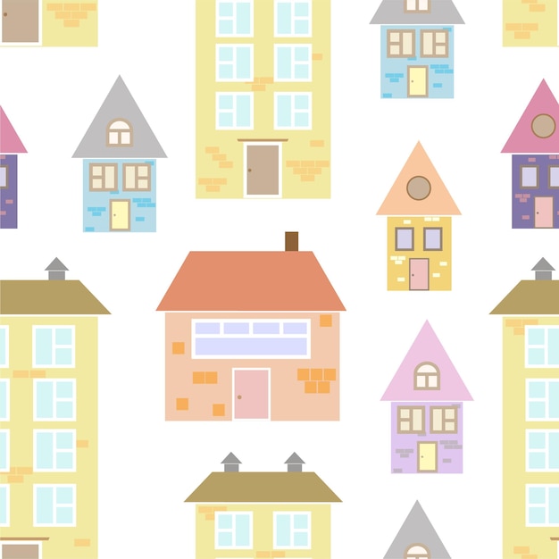 Vector seamless pattern of houses Lovely Scandinavian minimalist houses Fashionable print for clothes wallpapers covers For surface design fabric packaging scrap paper