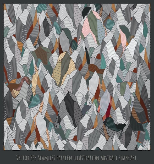 Vector Seamless pattern illustration overlapping Abstract mountain art.