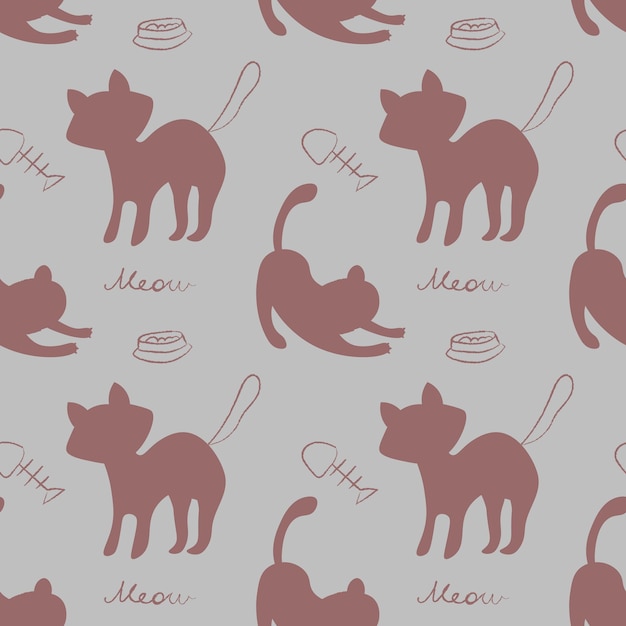 Vector seamless pattern illustration with fun cat Animal background Health care vet nutrition exhibition Design for fabric print wrapping paper or print EPS