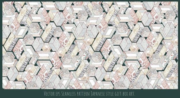 Vector Seamless pattern Japanese style gift box art