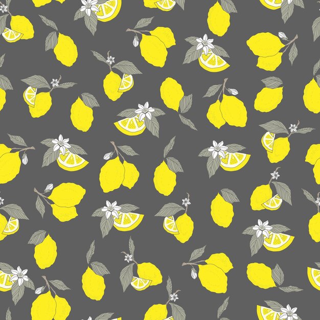 Vector seamless pattern lemons and sliced lemons on a pink background Summer lemon pattern for background fabric paper textile invitations web pages