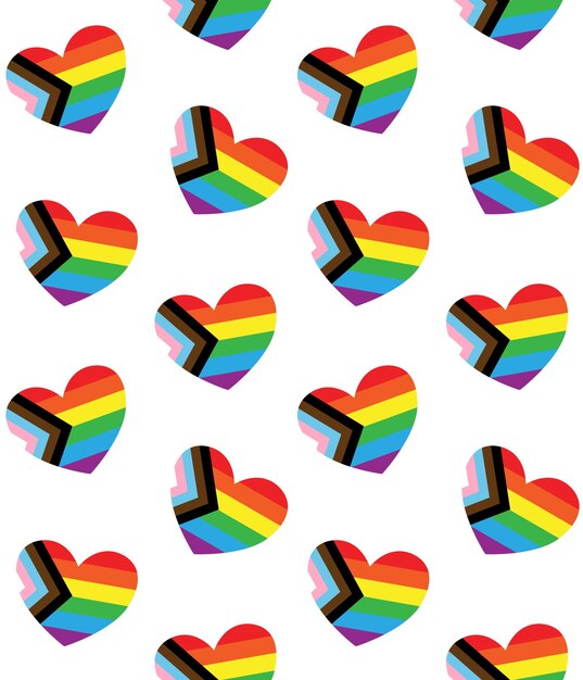 Vector seamless pattern of lgbtq new flag heart