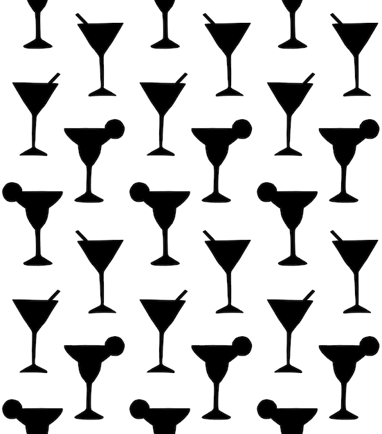 Vector seamless pattern of margarita and martini