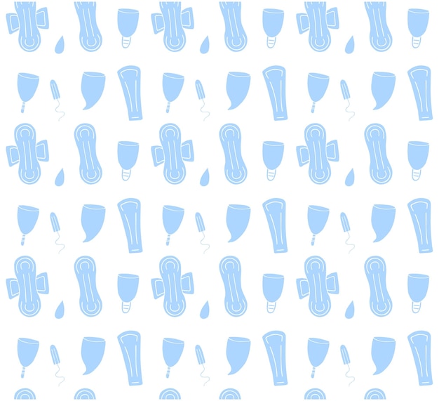 Vector seamless pattern of menstrual pad tampon