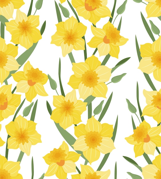 Vector seamless pattern of narcissus flowers Daffodils Textiles and wrapping paper