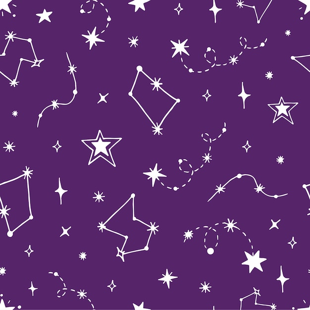 Vector seamless pattern of night starry sky Theme space Cosmonautics Day astronomy sky stars