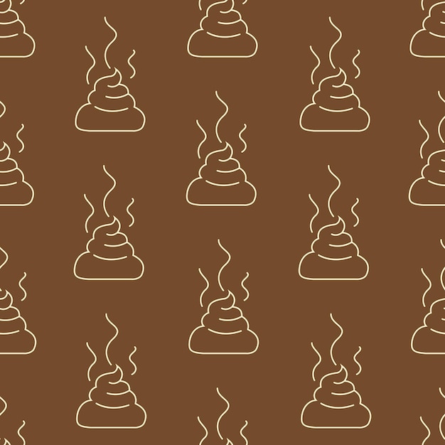 Vector Seamless Pattern of Outline Shit on Brown Backround