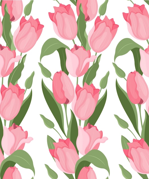 Vector seamless pattern of pale pink tulips Textiles and packaging paper