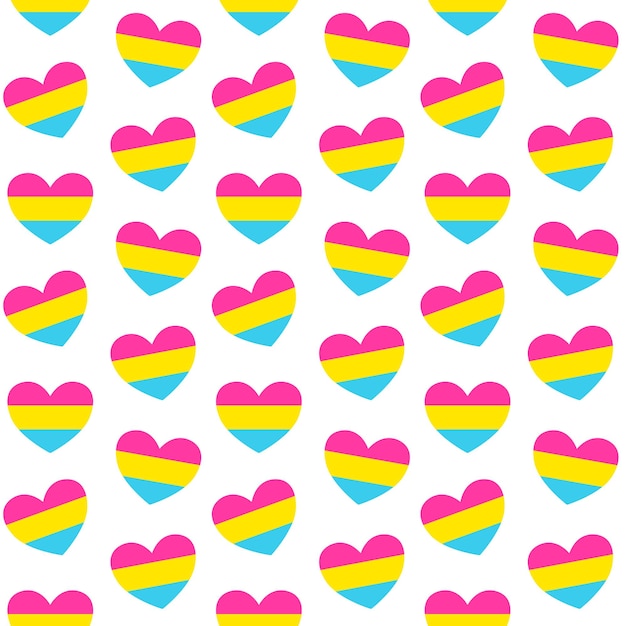 Vector seamless pattern of pansexualflag heart