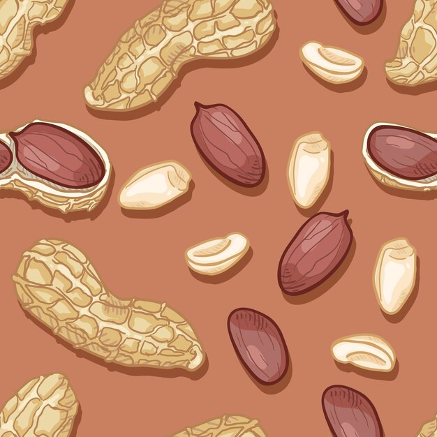 Vector Seamless Pattern of Peanuts