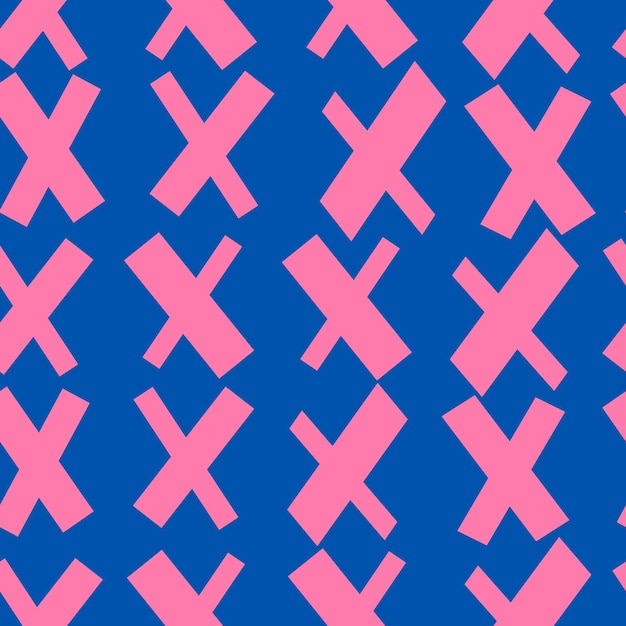 Vector seamless pattern pink crosses x on a background